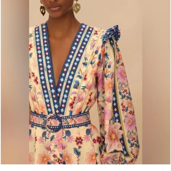 NWT Farm Rio Cream Superbloom Tapestry Organic Cotton Romper - Picture 3 of 6